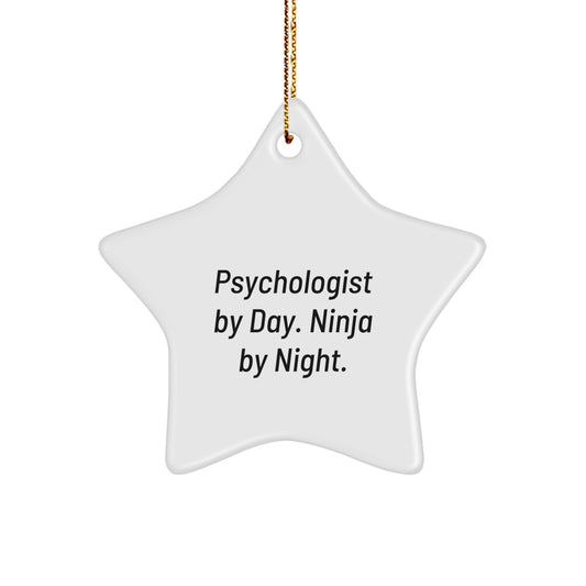 Funny Psychologist Gifts from Men, Star Ornament for Christmas Unique Gifts, Psychologist By Day. Ninja By Night. Decorations - Image 1