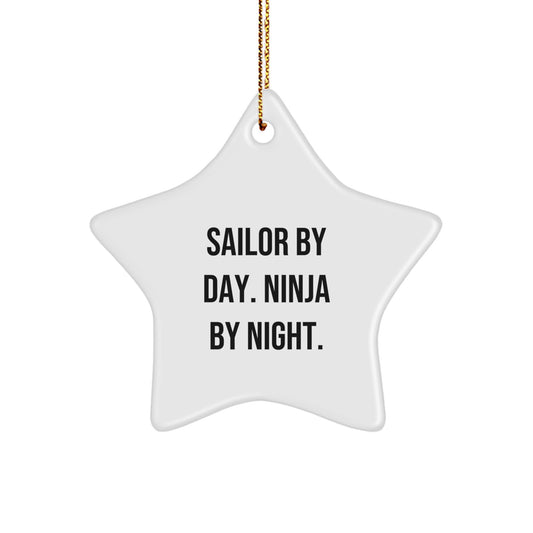 Funny Sailor Gifts from Men, Sailor Star Ornaments for Sailor by Day Ninja by Night, Christmas Unique Gifts - Image 1