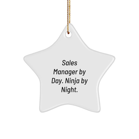 Funny Sales Manager Gifts from Friends, Christmas Unique Star Ornament for Men Sales Managers By Day Ninja By Night. - Image 1
