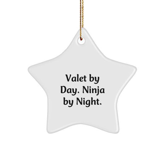 Valet Star Ornament Gifts from Friends and Family - 'Valet By Day. Ninja By Night.' Funny Christmas Decor - Image 1