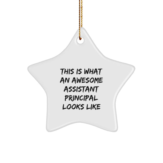 Funny Assistant Principal Gifts from Men to Christmas Unique Gifts for Assistant Principal Star Ornament, Inspirational Quote Star Shaped Ornament, Durable MDF and High-Gloss Finish - Image 1