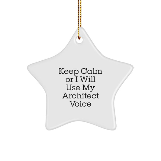 Architect Star Ornament, Funny Quote Keeps Calm Or I Will Use My Architect Voice, Gifts for Architect Men Women Friends Coworkers, Christmas Unique Gifts from Family - Image 1