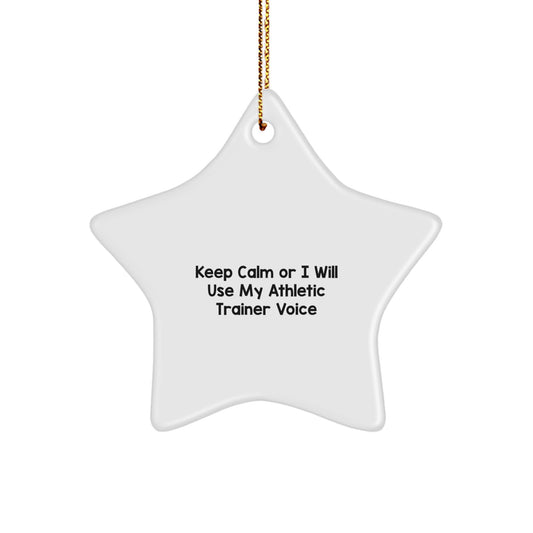 Funny Athletic Trainer Gifts for Christmas - Star Ornament with Keep Calm Or I Will Use My Athletic Trainer Voice Quote, Perfect for Men, Women, Family, Friends, Coworkers - Image 1