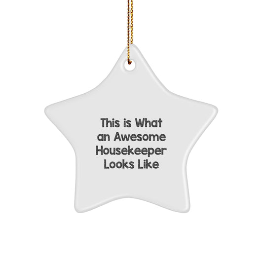 Funny Housekeeper Gifts from Men, Unique Christmas Unique Gifts for Women, Star Ornament Inspired by This Is What An Awesome Housekeeper Looks Like - Image 1