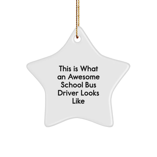 Funny School Bus Driver Christmas Unique Gifts from Men - Awesome Star Ornament for School Bus Driver - Image 1
