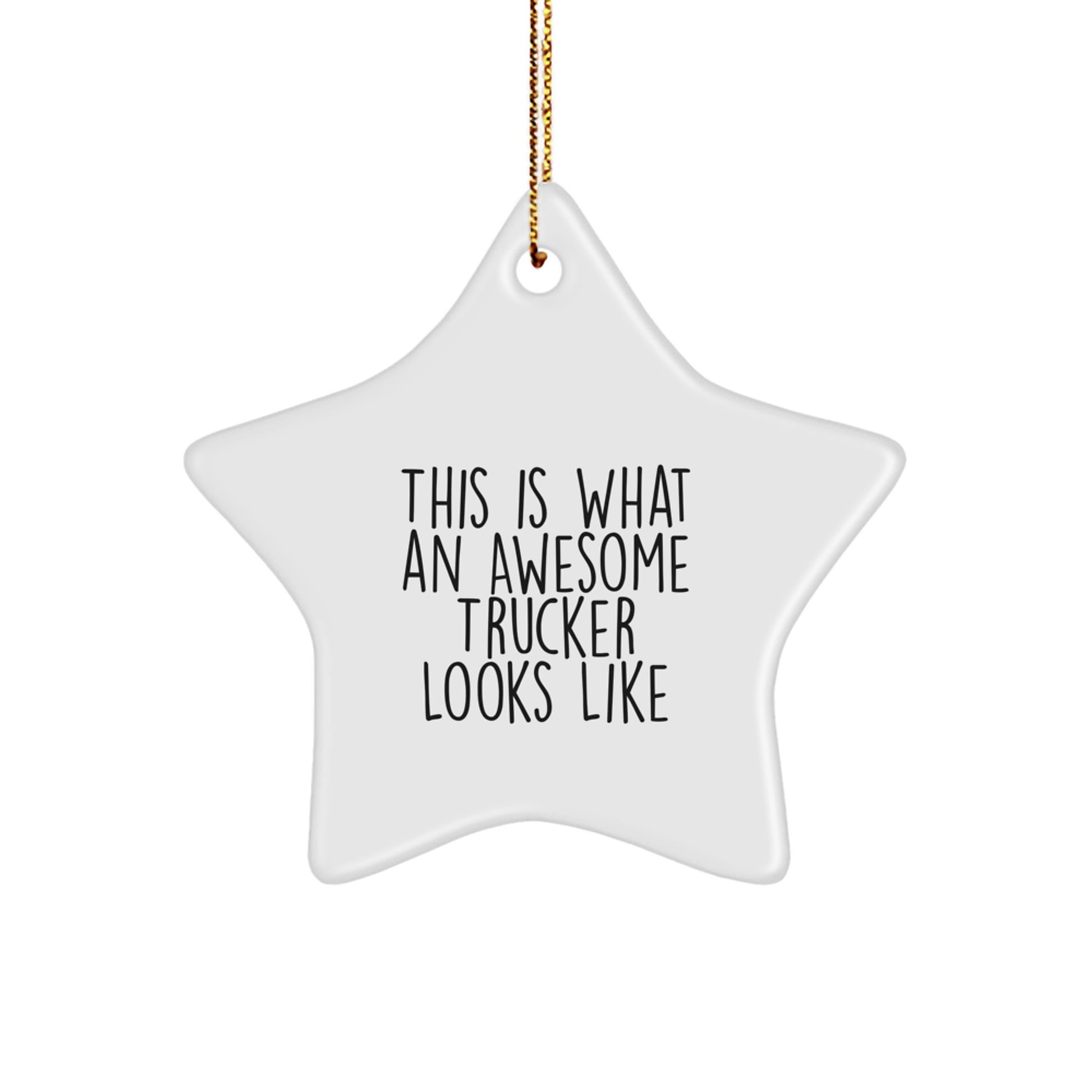 Funny Trucker Gifts from Men - This Is What An Awesome Trucker Looks Like Star Ornament for Christmas Decorations, Perfect for Trucker Friends and Family - Image 1