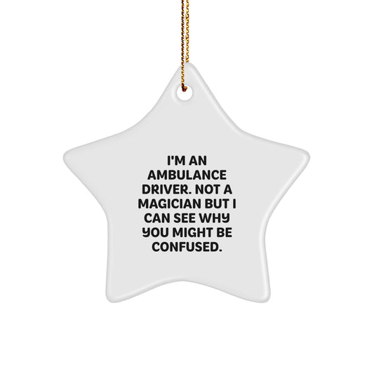 Funny Ambulance Driver Gifts from Family - Star Ornament for Ambulance Driver Friends and Coworkers - Ambulance Driver Christmas Unique Gifts - Image 1