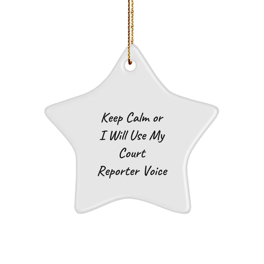 Funny Court Reporter Star Ornament Gifts from Coworkers for Court Reporters - Christmas Unique Star Decorations - Image 1