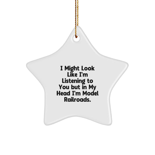 Funny Model Railroads Star Ornament Gifts from Men for Friends and Family who Love Christmas and Model Trains - Image 1