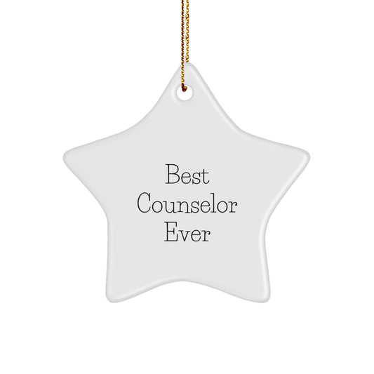 Funny Counselor Gifts from Friends for Best Counselor Ever Star Ornament, Christmas Unique Presents - Image 1