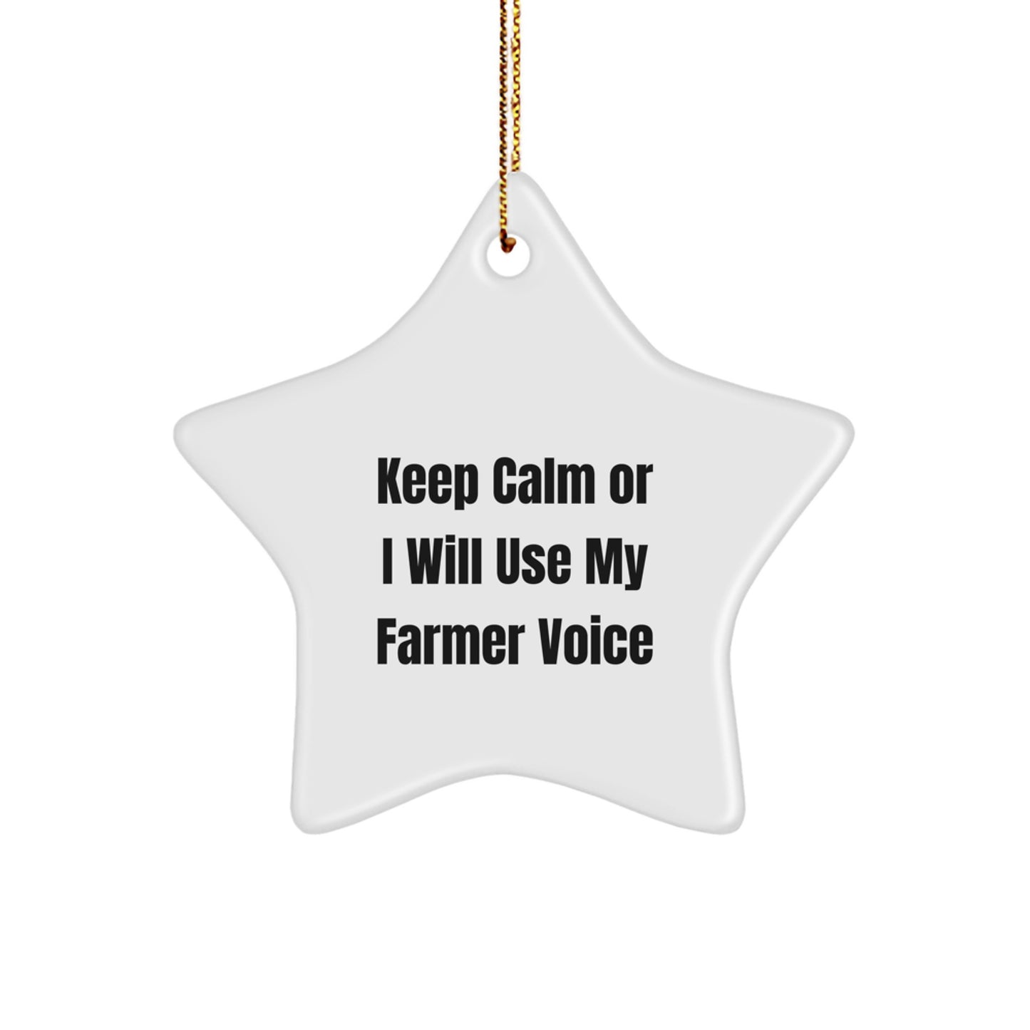 Funny Farmer Gifts From Friends, Keep Calm Or I Will Use My Farmer Voice Star Ornament for Christmas - Image 1