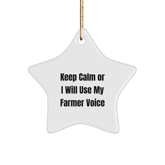 Funny Farmer Gifts From Friends, Keep Calm Or I Will Use My Farmer Voice Star Ornament for Christmas - Image 1