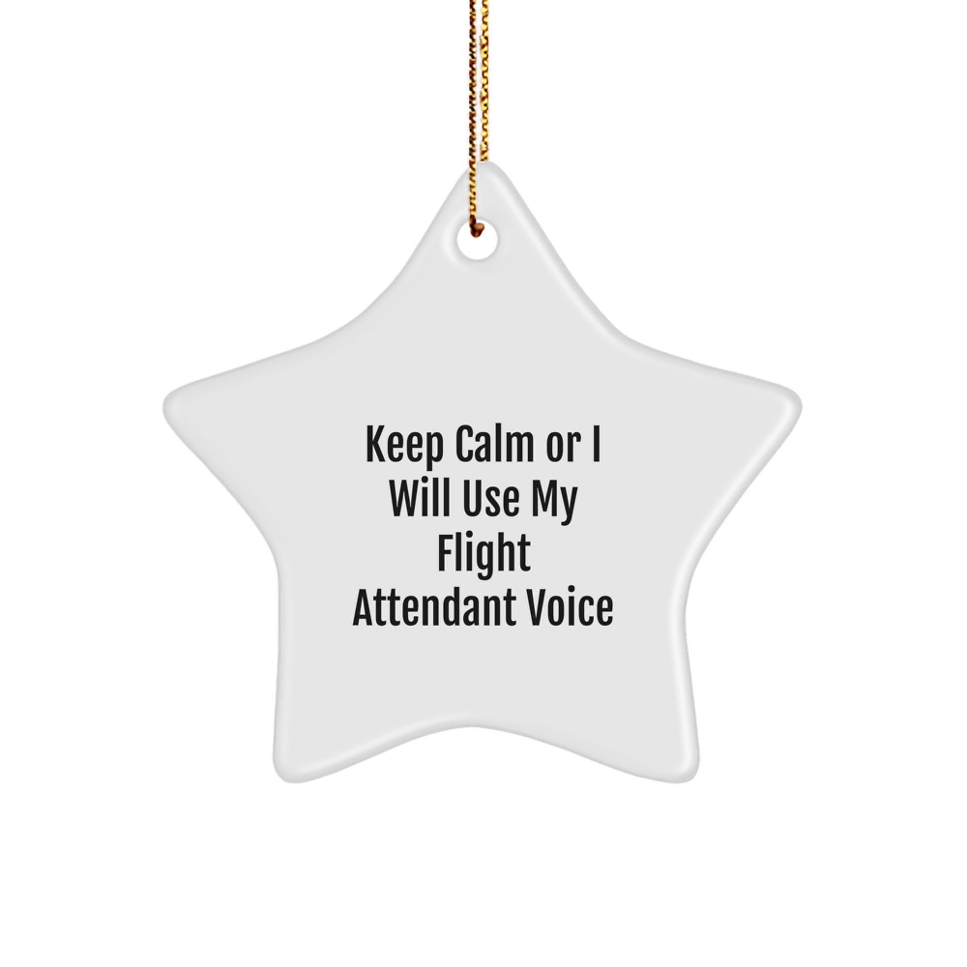 Flight Attendant Gifts - Keep Calm Or I Will Use My Flight Attendant Voice - Funny Star Ornament for Christmas, Gifts from Men to Flight Attendants, Friends, or Coworkers - Image 1
