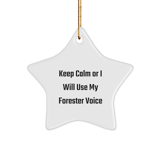 Funny Forester Gifts, Star Ornament, Christmas Unique Decorations, Keep Calm Or I Will Use My Forester Voice Gifts from Family to Forester - Image 1