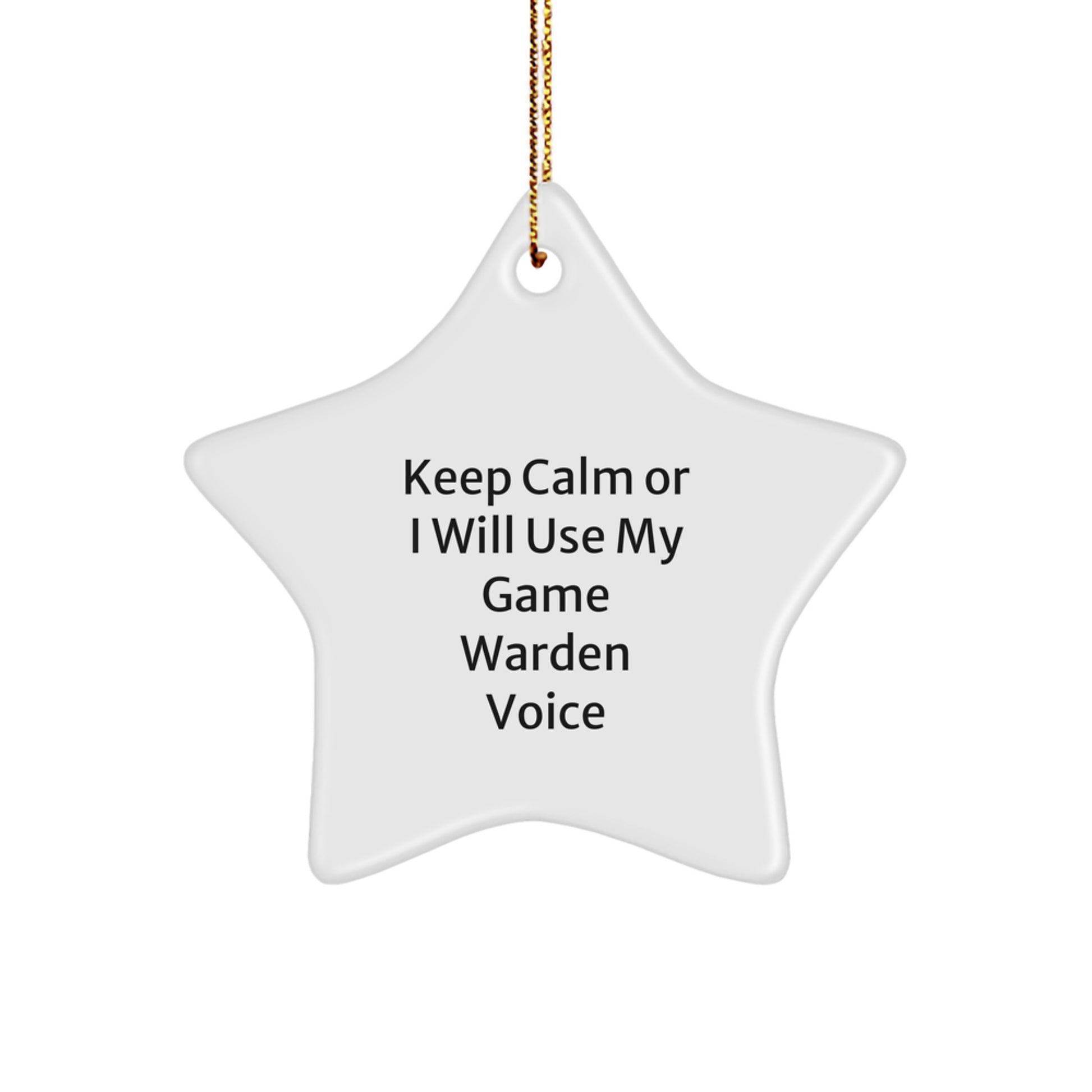 Funny Game Warden Star Ornament, Christmas Unique Gifts from Friends, Family, Coworkers for Men, Women, Game Wardens, Humorous Office Decorations, Inspirational Keep Calm Voice - Image 1