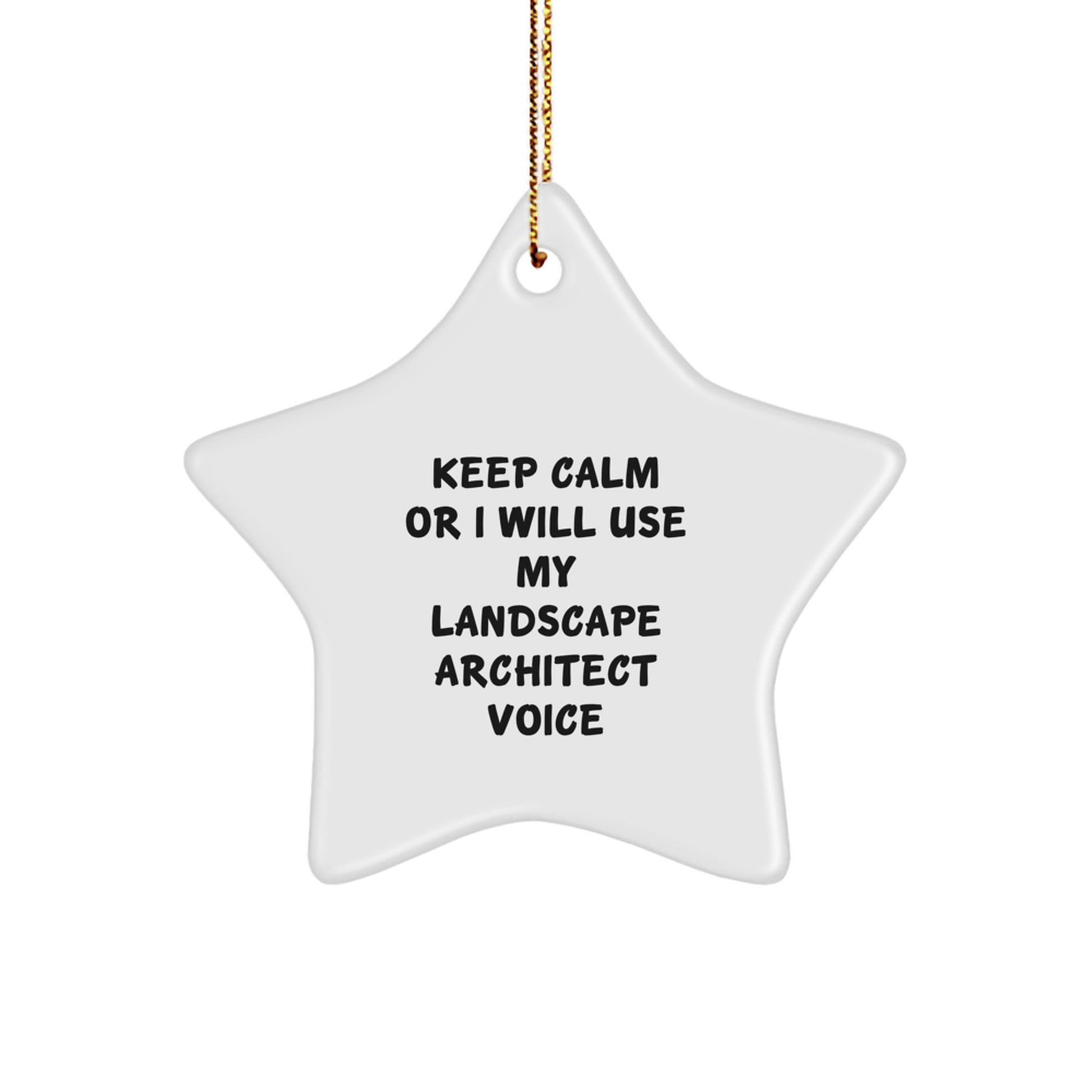 'Keep Calm Or I Will Use My Landscape Architect Voice' Funny Star Ornament for Landscape Architect Gifts from Friends, Coworkers, or Family, Perfect for Christmas - Image 1