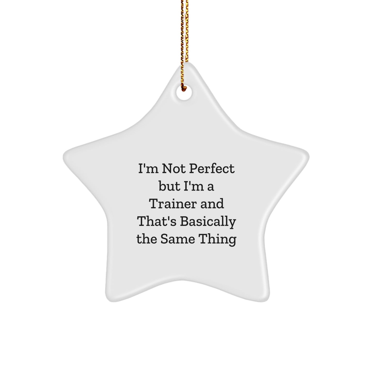 Trainer Gifts from Friends - Star Ornament I'm Not Perfect But I'm A Trainer And That's Basically The Same Thing, Funny Trainer Quote, Christmas Unique Gifts for Trainer - Image 1