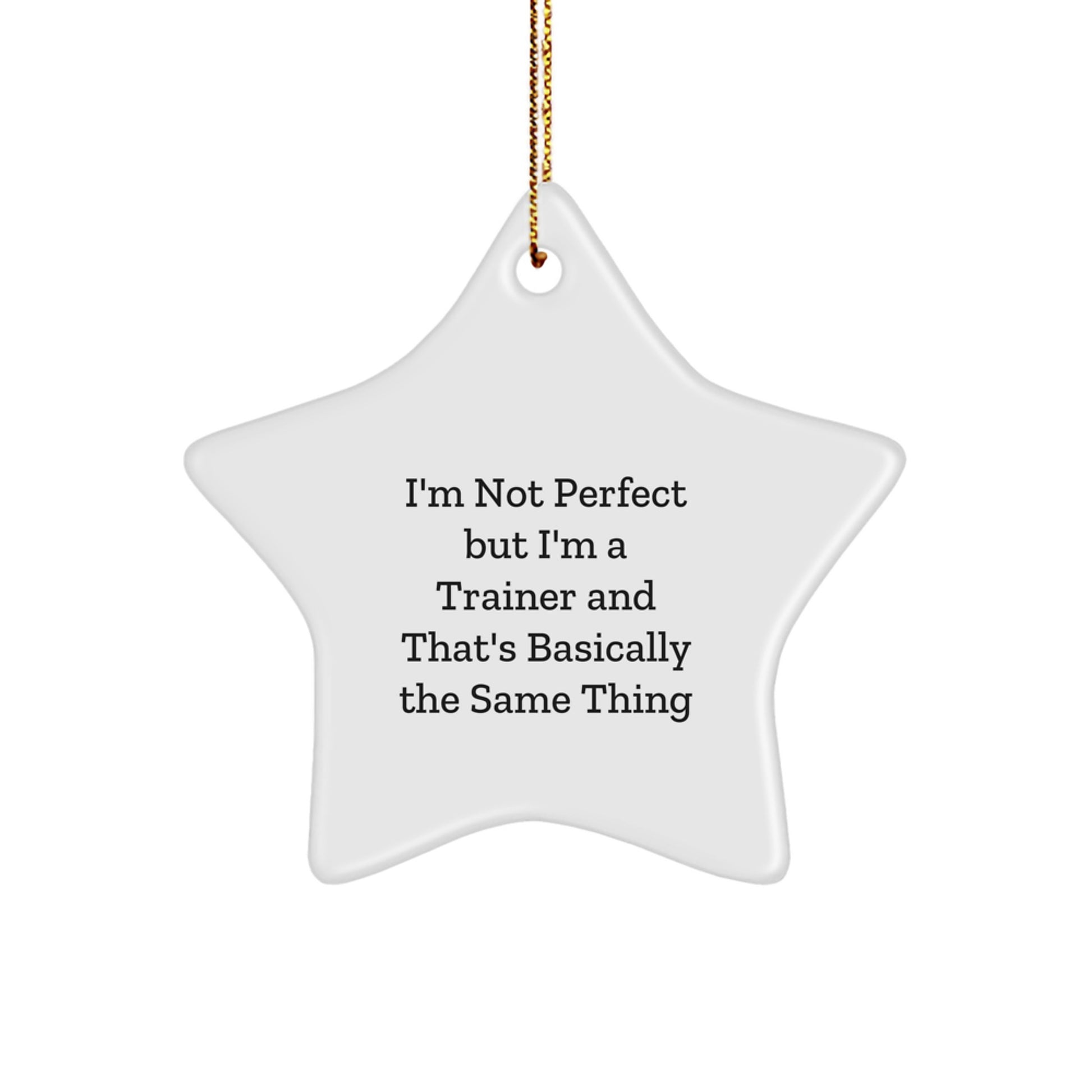 Trainer Gifts from Friends - Star Ornament I'm Not Perfect But I'm A Trainer And That's Basically The Same Thing, Funny Trainer Quote, Christmas Unique Gifts for Trainer - Image 1