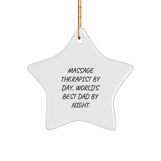 Funny Massage Therapist Gifts Star Ornament for Christmas Unique Presents from Dad to World's Best Massage Therapist By Day, Star Lover By Night. - Image 1