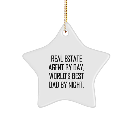 Real Estate Agent Gifts from Men | Funny Star Ornament for Christmas Unique Gifts for Real Estate Agent By Day, World's Best Dad By Night. - Image 1