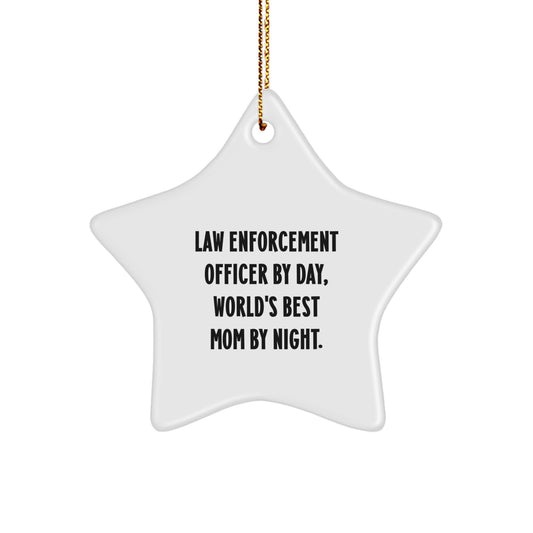 Funny Law Enforcement Officer Gifts from Mom, Law Enforcement Officer Star Ornament, Christmas Unique Gifts for Law Enforcement Officer - Image 1