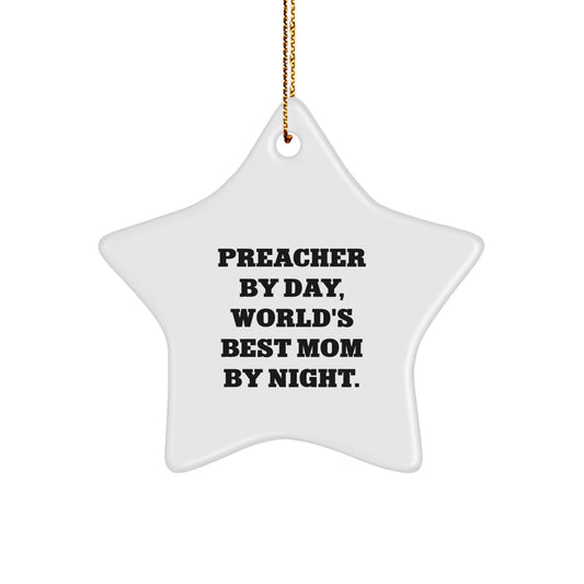 Christmas Ornament Gift Favorite Preacher By Day, World's Best Mom By - Image 1