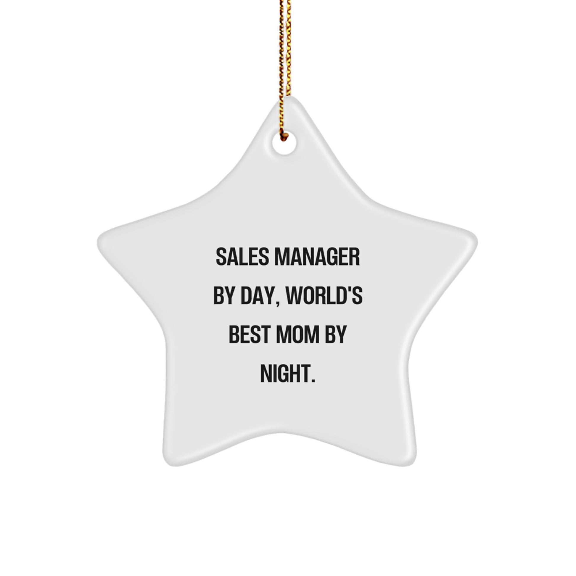 Sales Manager Gifts from Friends, Christmas Unique Decorations for Sales Manager, 'Sales Manager by Day, World's Best Mom By Night' Star Ornament - Image 1