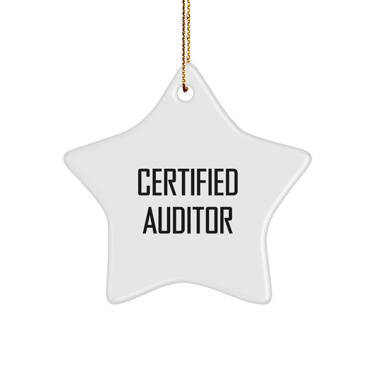 Gifts from Family - Inspirational Certified Auditor Funny Quote Star Ornament for Christmas, Auditor Gifts, Auditor Decor, Star Shaped, White Color, Durable MDF Material, 3.25" Tall, 1/8" Thick - Image 1