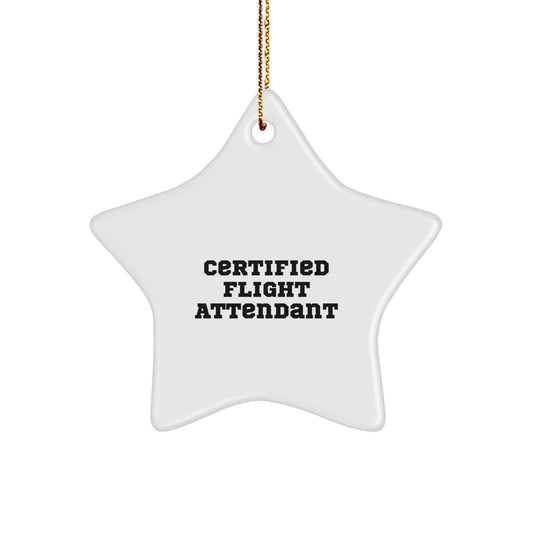 Funny Flight Attendant Gifts from Friends for Flight Attendant, Star Ornament Quote Certified Flight Attendant, Christmas Unique Star Ornaments with Excellent Finish - Image 1