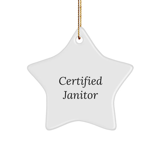 Funny Janitor Gifts, Star Ornament for Certified Janitors, Christmas Unique Gifts from Friends or Family, 'I'm a Janitor, Hear Me Roar!' - Image 1