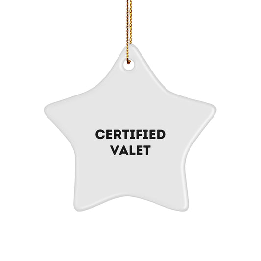 Funny Valet Gifts from Friends for Valet with Certified Valet Star Ornament, Christmas Unique Gifts - Image 1