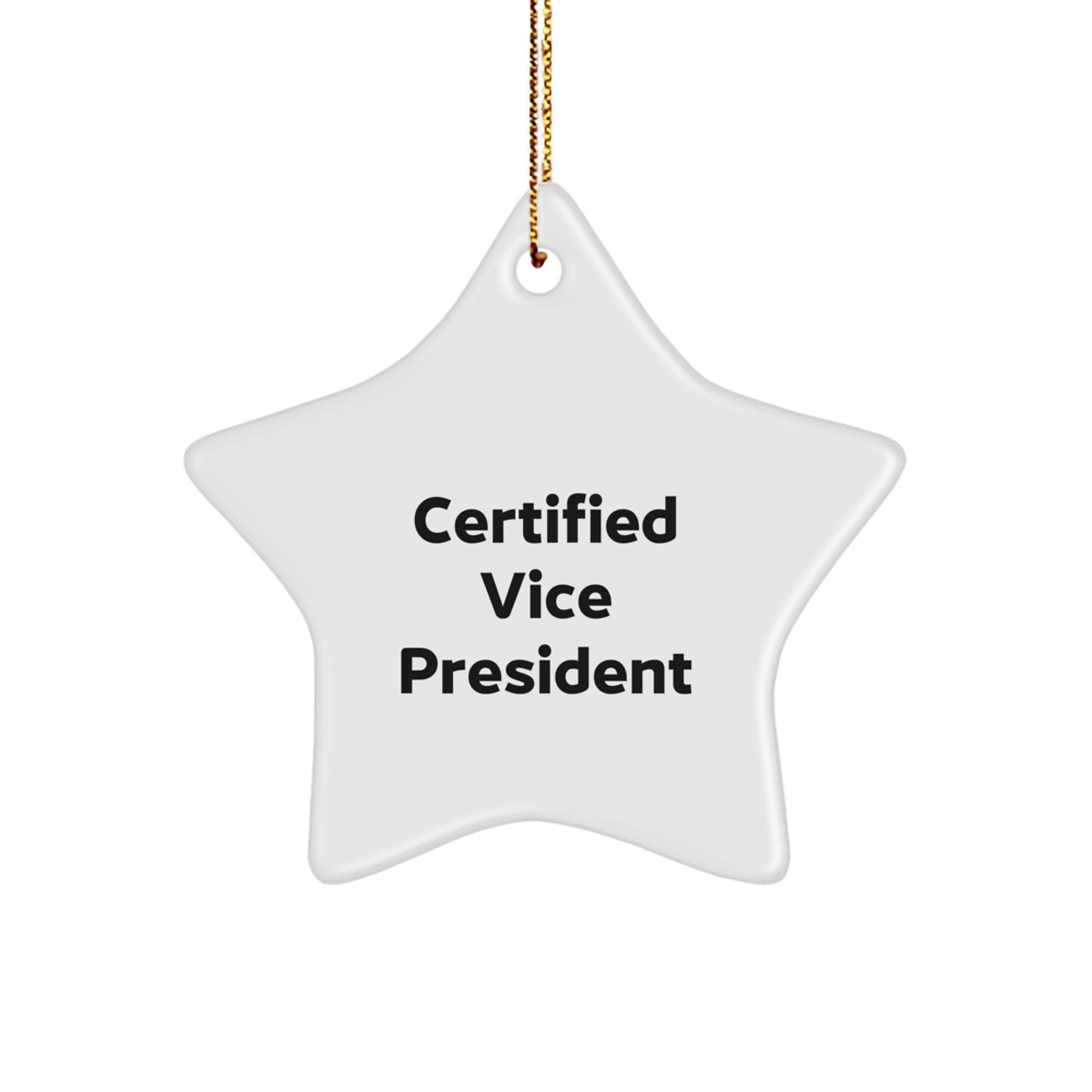 Funny Vice President Gifts for Men, Star Ornament Quote Certified Vice President, Christmas Unique Office Decorations - Image 1