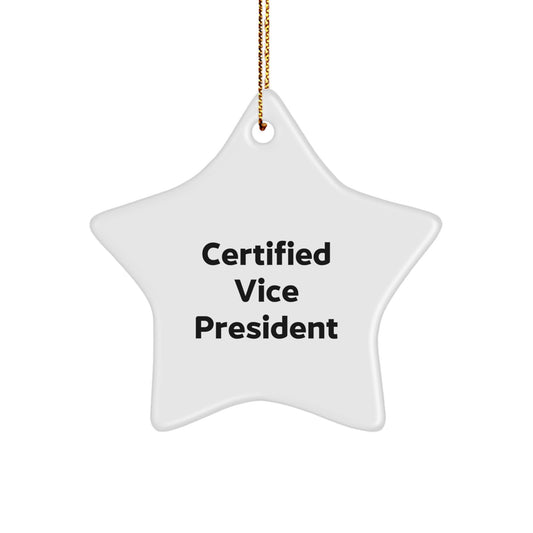 Funny Vice President Gifts for Men, Star Ornament Quote Certified Vice President, Christmas Unique Office Decorations - Image 1