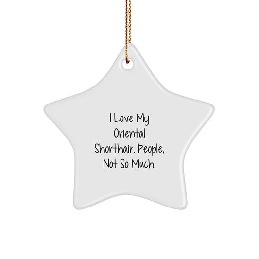 Funny Oriental Shorthair Cat Gifts for Men Christmas Unique Star Ornament, Gifts from Men to Oriental Shorthair Cat Lovers - Image 1
