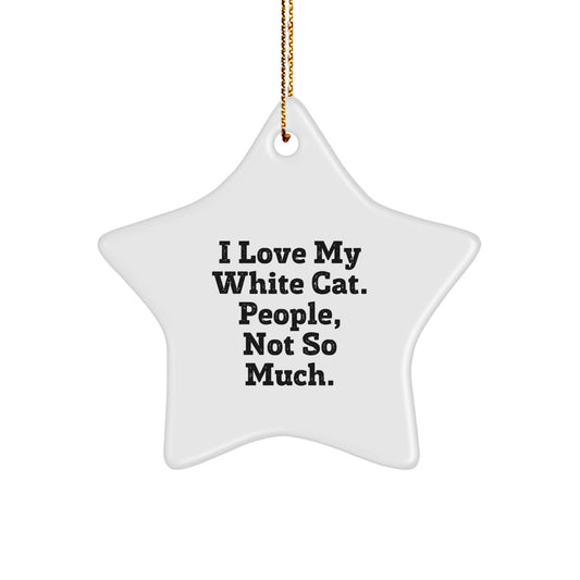 Funny White Cat Gifts from Men to Women Star Ornament for Christmas Unique - Image 1