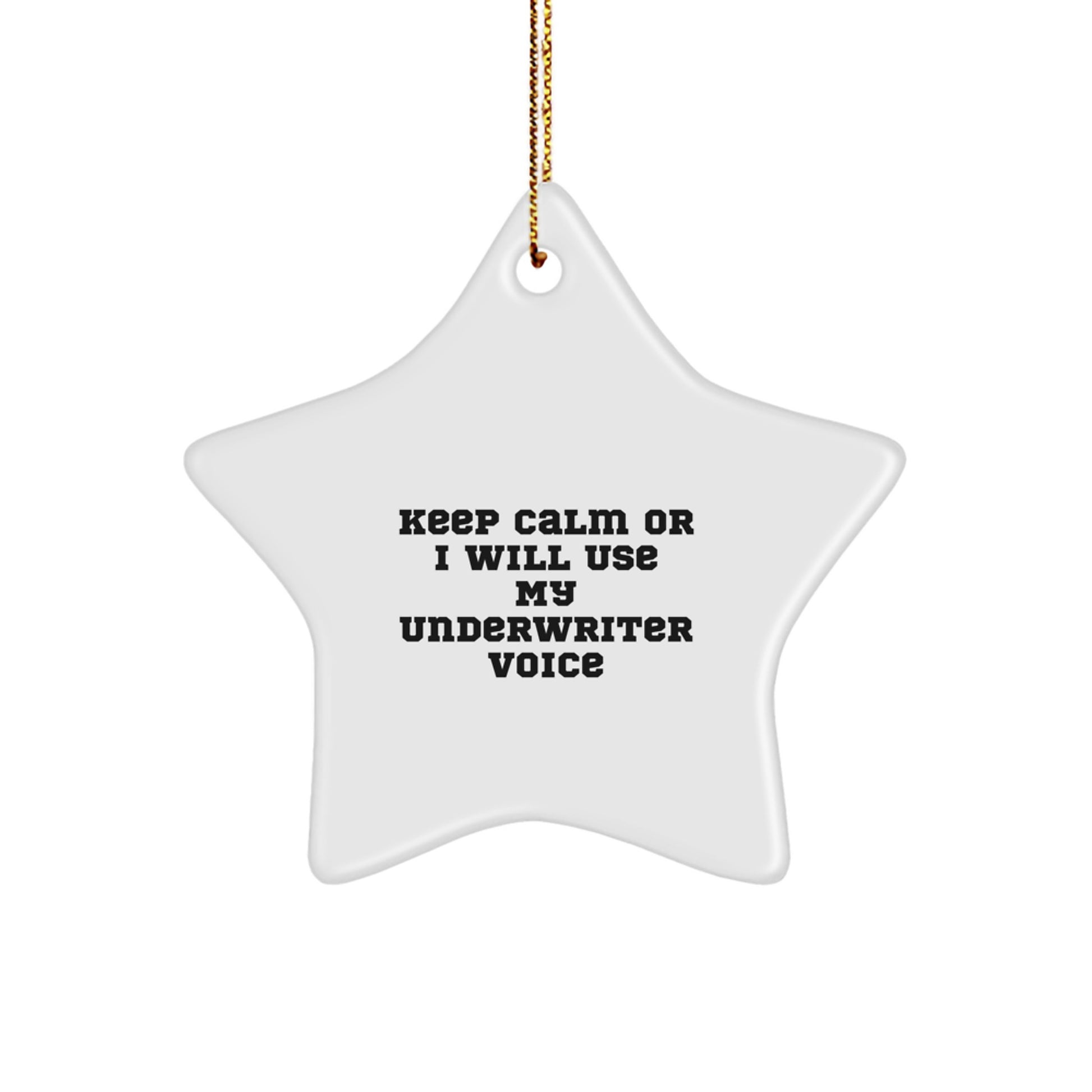 Funny Underwriter Star Ornament Gifts for Men, Funny Quote Gifts from Friends, Unique Christmas Decorations, Star Shaped MDF Ornaments - Image 1