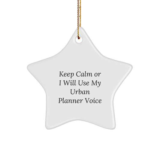 Urban Planner Gifts, Funny Star Ornament, Keep Calm or I'll Use My Urban Planner Voice, Gifts from Friends, Gifts for Urban Planners, Christmas Unique Gifts, Star Ornament for Urban Planner Fans - Image 1