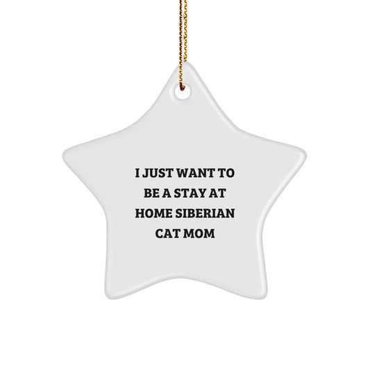 Siberian Cat Mom, Funny Quote Gifts for Cat Lover, White Star Ornament, Christmas Unique Gifts from Family to Cat Enthusiast - Image 1