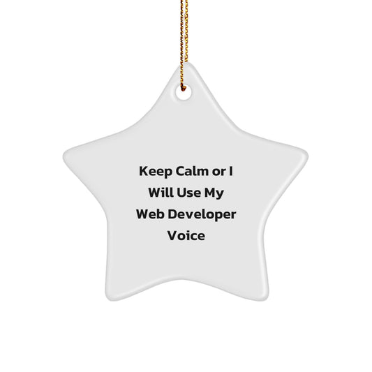 Funny Web Developer Christmas Unique Gifts from Friends for Web Developers Keep Calm Star Ornament - Image 1