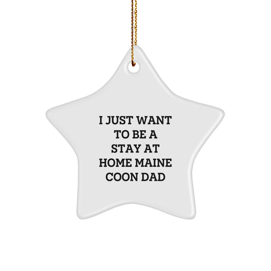 Funny Maine Coon Cat Gifts from Dad for Christmas Unique Star Ornament - 'I Just Want To Be A Stay At Home Maine Coon Dad' Decor for House, Home Decor Gifts - Image 1