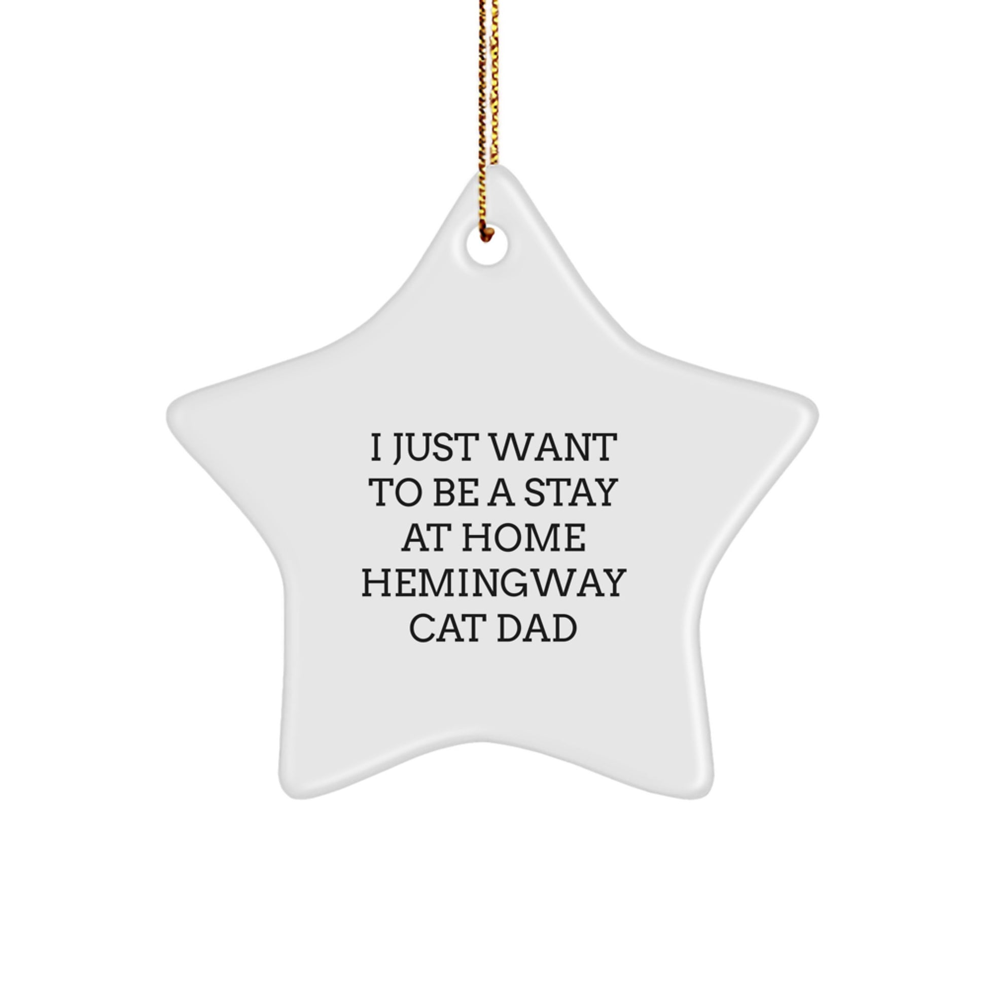 Hemingway Cat Dad Gifts from Men to Friends, 'I Just Want To Be A Stay At Home Hemingway Cat Dad' Star Ornament for Christmas - Image 1