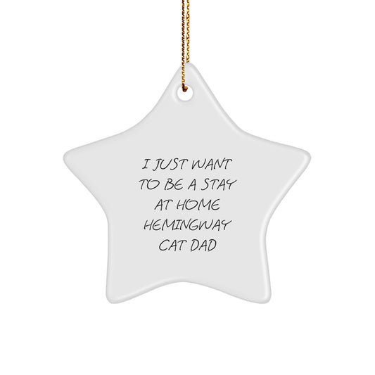Funny Hemingway Cat Gifts, I Just Want to Be a Stay at Home Dad Star Ornament, Christmas Unique Gifts from Men to Hemingway Cat Lovers, Perfect for Home Decor - Image 1