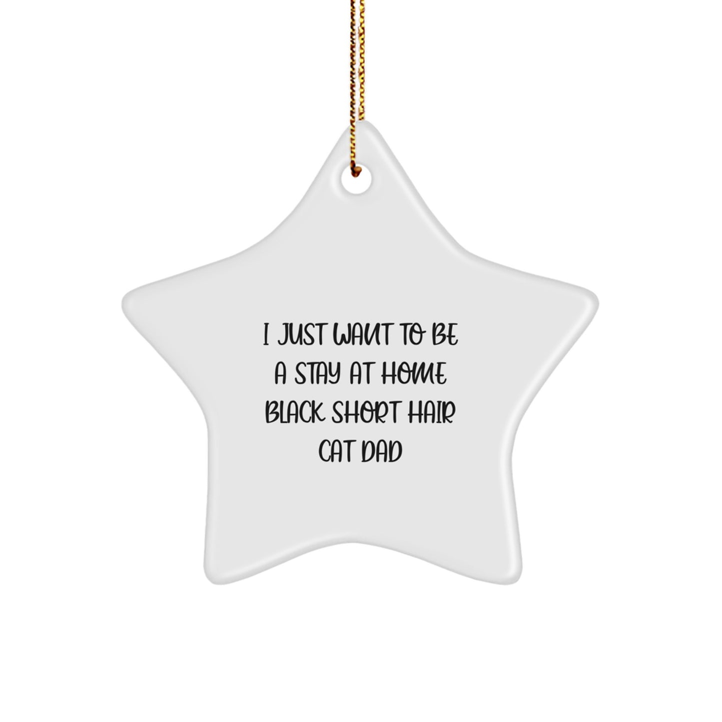 Funny Black Short Hair Cat Lover Gifts from Mom to Dad for Christmas - I Just Want To Be A Stay At Home Black Short Hair Cat Dad, Star Ornament Gifts for Black Short Hair Cat Enthusiasts - Image 1