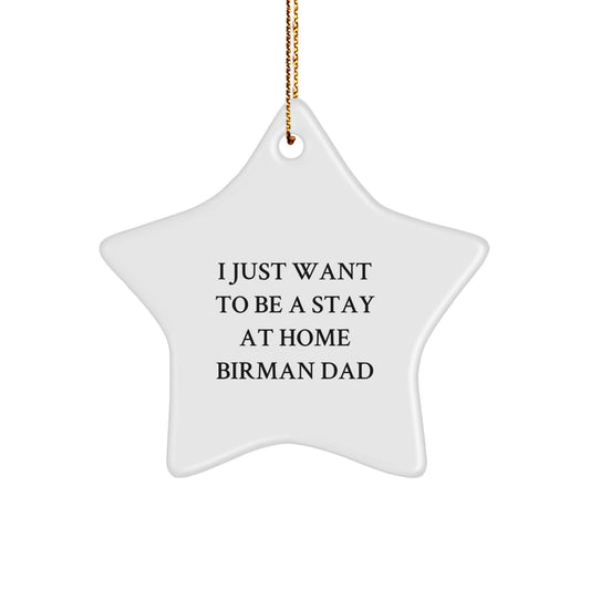 Gifts from Men for Birman Cat Lovers - 'I Just Want To Be A Stay At Home Birman Dad' Star Ornament for Christmas - Image 1