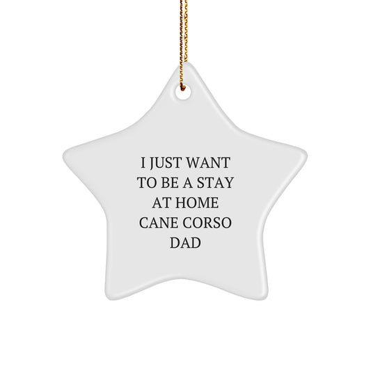 Funny Gifts for Cane Corso Dog Lovers - I Just Want To Be A Stay At Home Cane Corso Dad Star Ornament, Christmas Unique Star Decorations - Image 1