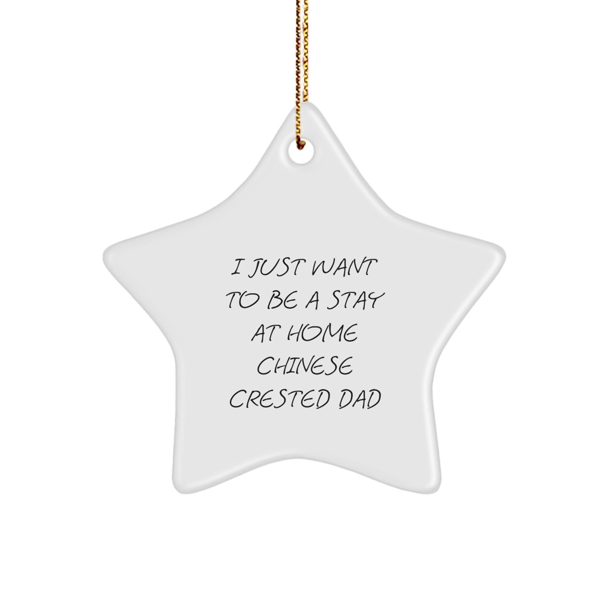 Chinese Crested Dog Star Ornament Gifts from Dad for Christmas, Funny Quote I Just Want To Be A Stay At Home Chinese Crested Dad, Unique - Image 1