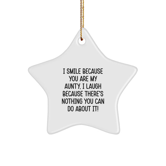 Funny Aunty Star Ornament Gifts from Family, I Smile Because You Are My Aunty, Star Shaped Christmas Unique Gifts - Image 1
