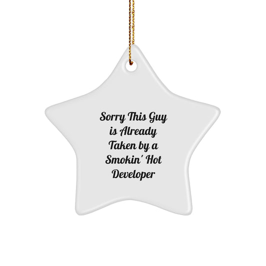 Funny Developer Gifts for Men, Sorry 'This Guy Is Already Taken' Star Ornament, Christmas Unique Gifts from Friends - Image 1