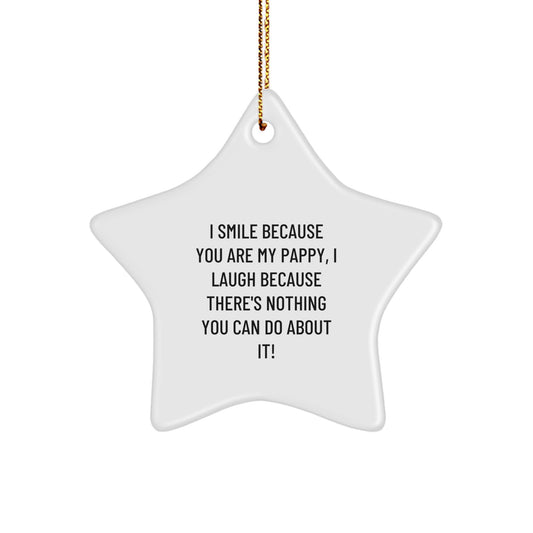 Funny Pappy Gifts for Him, Star Ornament with I Smile Because You Are My Pappy, Gift from Family - Christmas Unique Presents - Image 1