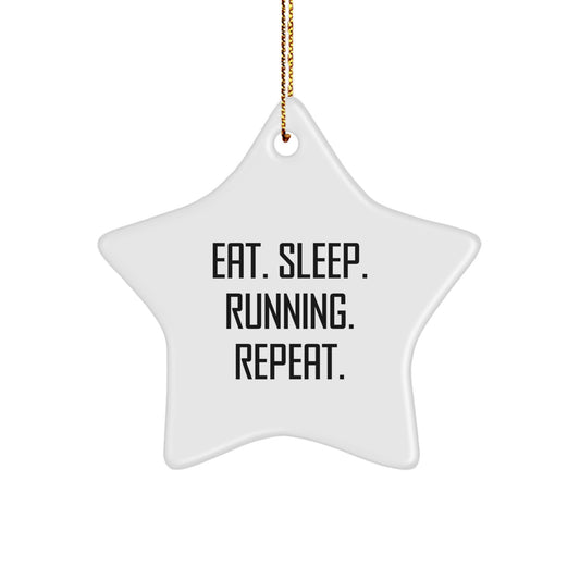 Funny Running Gifts for Men Friends Family - Eat. Sleep. Running. Repeat. Star Ornament, Christmas Unique Running Accessories - Image 1